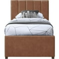 thumbnail image 3 of Meridian Furniture Hudson Cognac Vegan Leather Twin Trundle Bed, 3 of 10