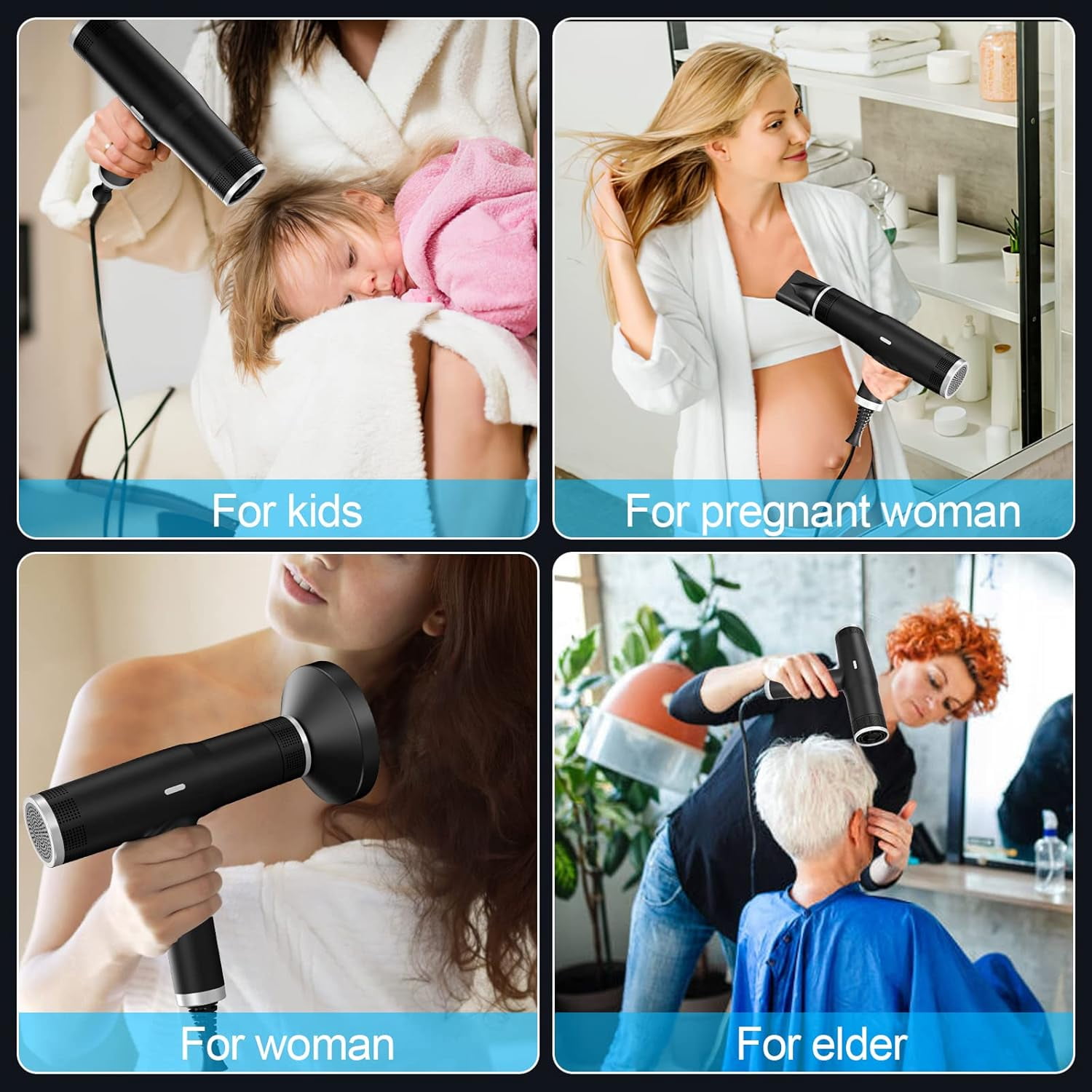 Hair Dryer, Ionic Blow Dryer with Diffuser, 1800W Hair Blow Dryer High-Speed Brushless Motor for Fast Drying, Auto-Cleaning, Constant Temperature, Hairdryer with 3 Heat & 3 Speed & Cold Settings
