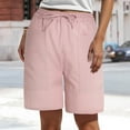 thumbnail image 2 of vigerkar Womens Bermuda Shorts Casual Loose Elastic Drawstring Beach Knee Length short Pants with Pockets Pink, XXL, 2 of 8