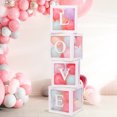 thumbnail image 4 of 4 Pcs Balloon Box DIY Assembly Transparent Paper Box Balloon Box with Letters Reusable Stackable Cube Decorative Box for Party Wedding Birthday, 4 of 7