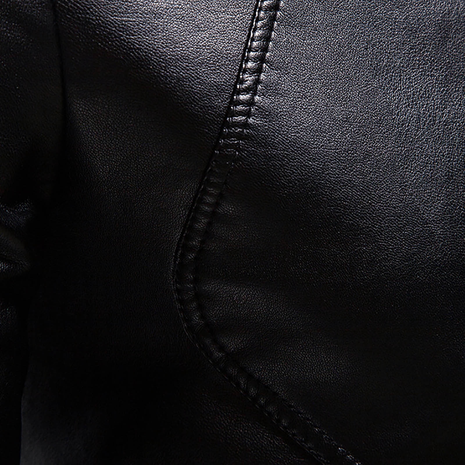 Maoxin Men's Jacket Men's Fashion Casual Leather Long Jacket Sleeve Lapel Pocket Zipper Fitted Top Coat Black XL