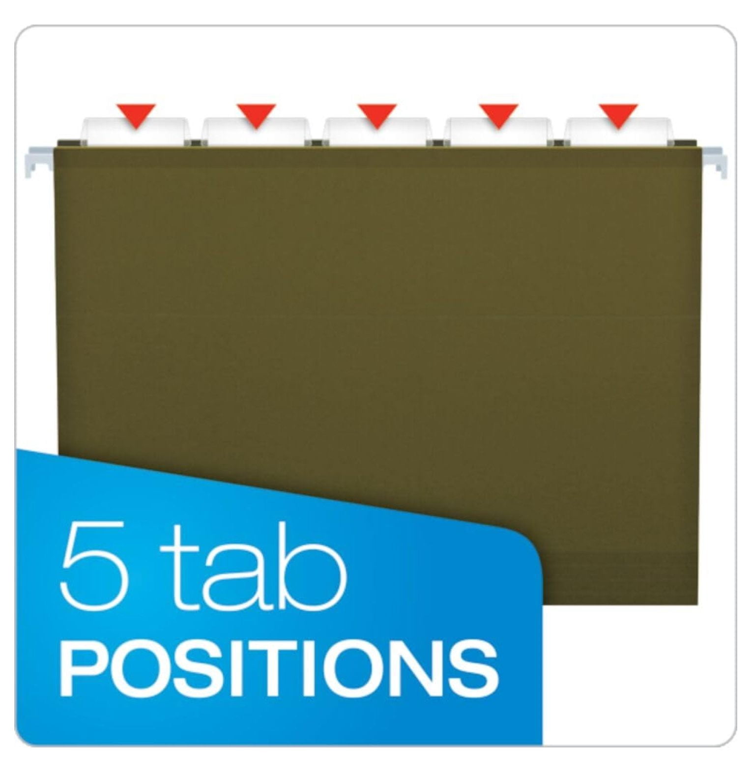 Hanging File Folders 25 Pack - Green Letter Size 8.5 x 11, 2" Expansion - Reinforced Hanging Files for Office Document Organization