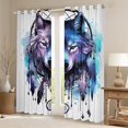 thumbnail image 2 of Boho Wolf Curtains & Drapes Dreamcatcher Curtains,Dream Catcher 30%-50% Blackout Curtains 104x63 Animal Wildlife Living Room Curtains Blue Watercolor Window Curtains, 2 of 6