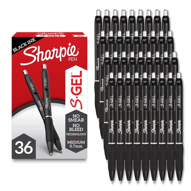 Bolígrafos de gel Sharpie S-Gel, tinta negra de punto medio, 36 unidades
