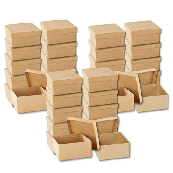 36pc Kraft Paper Mache Square Boxes - for Gifts and Favors - Factory Direct Craft
