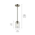 thumbnail image 2 of Kichler Winslow Contemporary 1 Light Brushed Nickel Mini Pendant Light with Clear Seeded Glass, 2 of 9