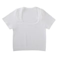 thumbnail image 2 of Cnbwig Women's Summer Tops with A Wide Neckline Square Neck Solid Color Slim Stretch Yoga Sports Shirts Short Sleeved Ribbed Bodysuit Tees, 2 of 9