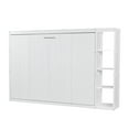 thumbnail image 5 of Euroco Wood Full Murphy Bed,Wall Bed with Shelves Cabinet, Convertibe into Cabinet for Bedroom,White, 5 of 15