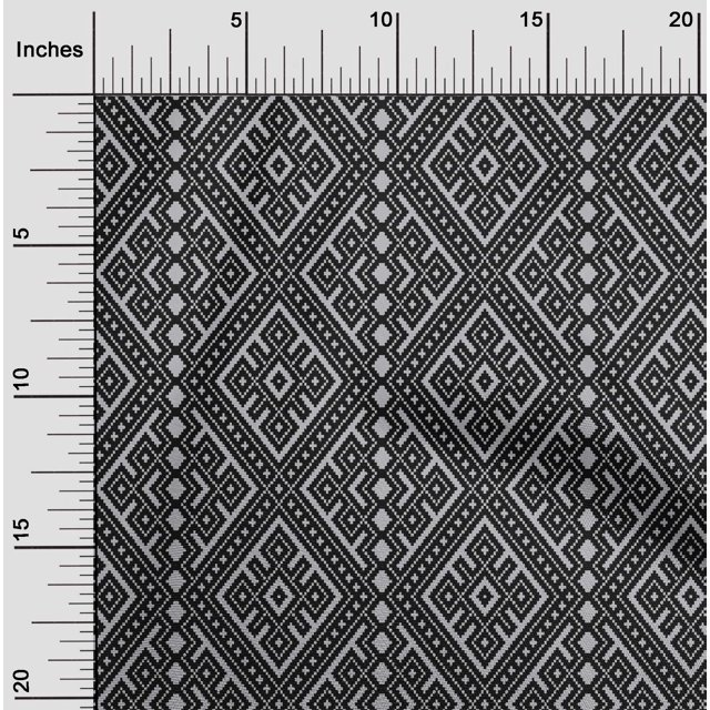 oneOone Silk Tabby Fabric Ethnic Geometric Flame Stitch Fabric Prints By Yard 42 Inch Wide