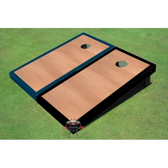 Rosewood Stained Center Navy And Black Border Cornhole Board