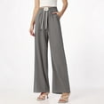 thumbnail image 2 of OSOLU Solid Color Jeans Women Summer Thin Elastic Waist Drape Wide Leg Ice Silk Straight Pants Trousers Everyday Comfort Versatile Bottoms, 2 of 4