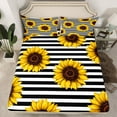 thumbnail image 2 of Homewish Rustic Sunflower Floral Bed Sheets,Modern Geometric Striped King Sheets,Orange White Black Sheet Set For Teens,Ultra Soft Home Decor,4 Pieces, 2 of 7