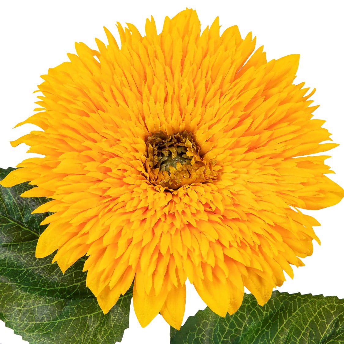 (6 pack) 27-inch Artificial Silk Yellow Single Teddy Bear Sunflower Long Stem, for Indoor Use, by Mainstays