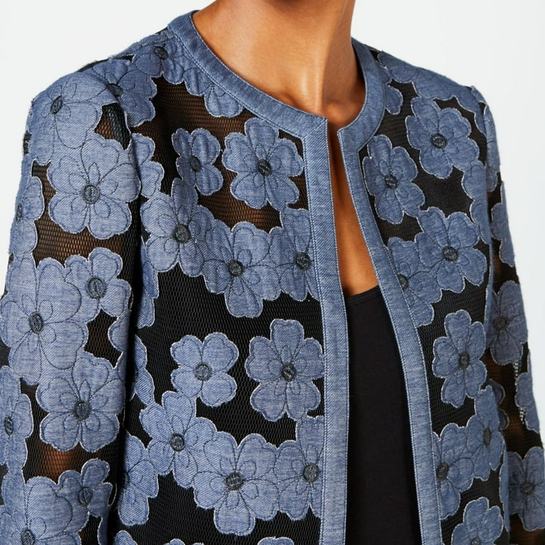 Anne Klein Women s Floral Soft Shoulder Cardigan Black Size 14 Walmart