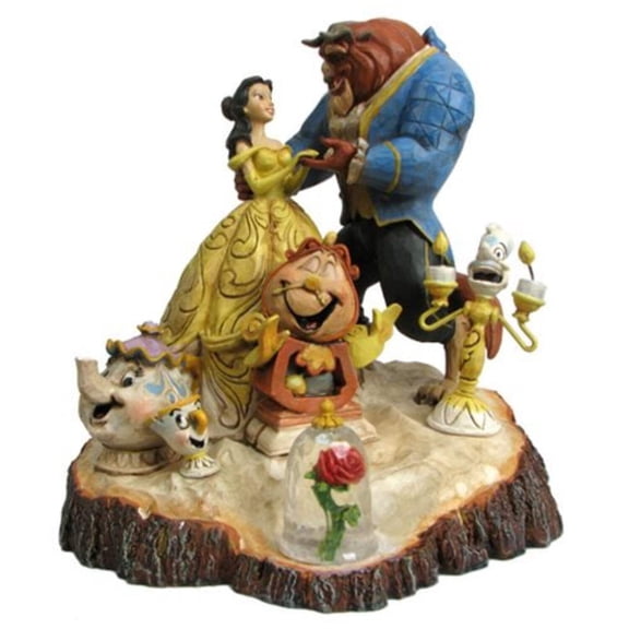 Disney Traditions by Jim Shore Beauty and the Beast Carved by Heart Stone Resin Figurine, 7.75”