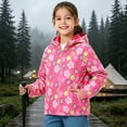 thumbnail image 7 of CPNG Girls Hooded Jacket Rainproof Windproof Windbreaker Coat with Colorful Print Fleece Lined Warmth Hiking Windbreaker, 7 of 7