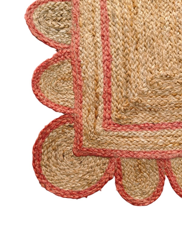 KLAVATE Scalloped Natural Mini Jute Rug