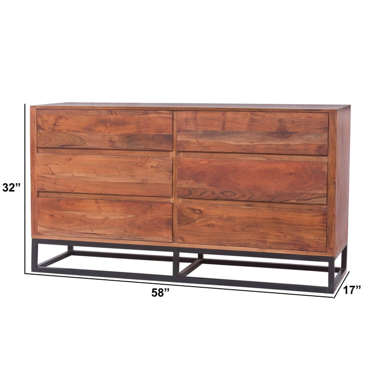 Modern Acacia Wood Dresser or Display Unit With Metal Base Walnut Brown & Black - Walmart.com Modern Acacia Wood Dresser or Display Unit With Metal Base Walnut Brown & Black - Walmart.com