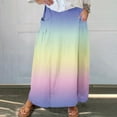 thumbnail image 3 of WQQZJJ Plus Size Women's Skirt, Gradient Color Fashion Long Skirt Clothing, Summer Stretch Pleated Pocket Beach Skirts, 3 of 5