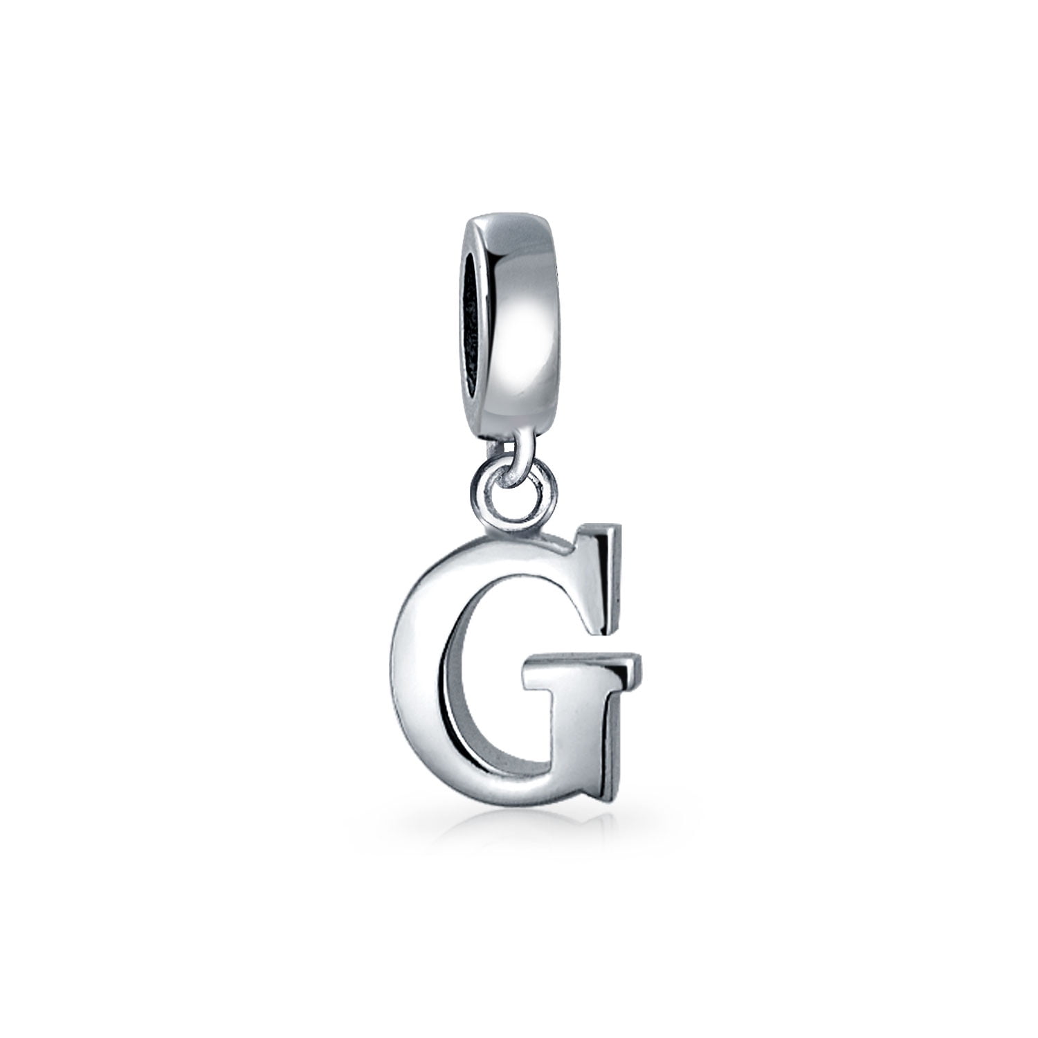Sterling Silver Letter Alphabet Initial Dangle Bead for European Charm Bracelet 