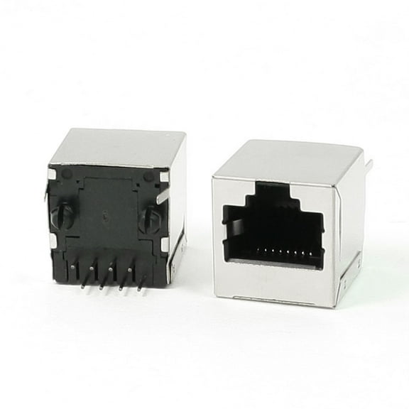 2 Pcs 8 Pin RJ45 Jack Vertical Port 16 x 15.5 x 16mm for Ethernet