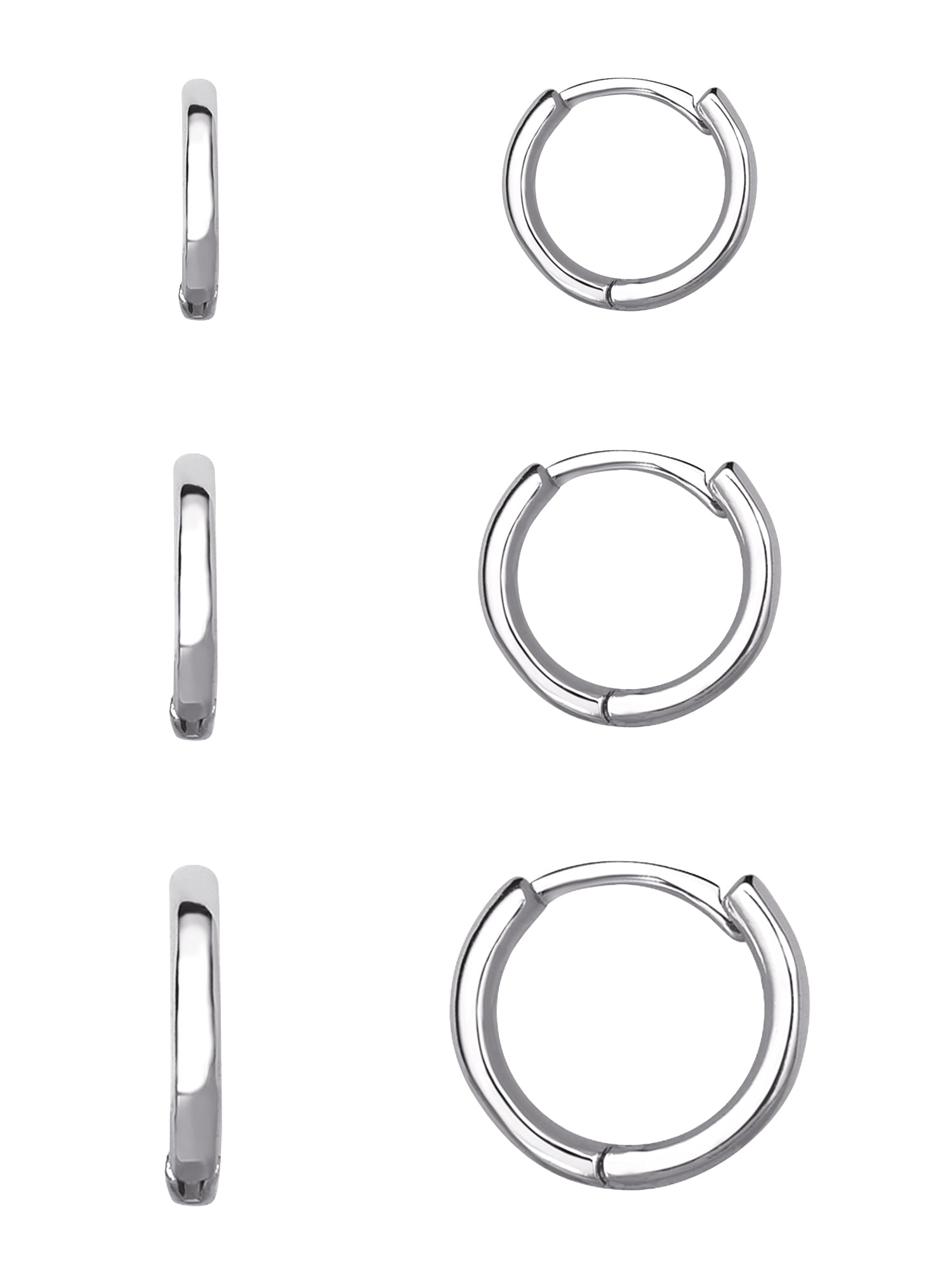Set of Three Fine Silver Plated Graduated Polished Hoop Set
