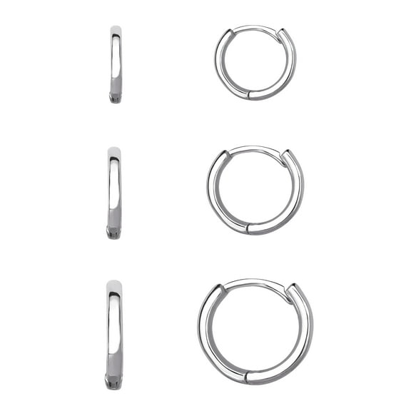 Set of Three Fine Silver Plated Graduated Polished Hoop Set