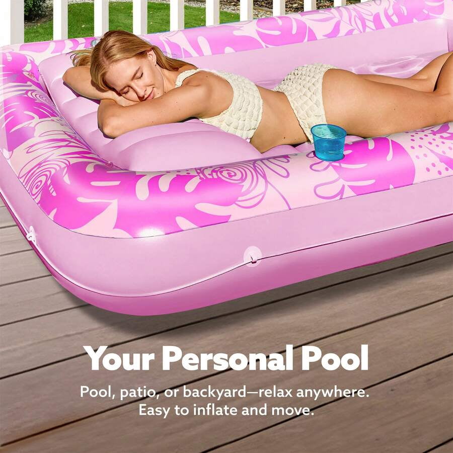 70" X 46" Swimming Pool Floating Tanning Pool Hammock Lounger, Water Inflatable Float Bed Inflatable Tanning Pool Lounger Float Large Suntan Tub Pool Floats Sun Tan Tub Ice Bath Tub Tanning Bed Blow