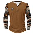 thumbnail image 4 of Miluxas Mens Distressed Henley Shirts Vintage Long Sleeve Shirts Casual Button Down V Neck T Shirts for Men Khaki, 4 of 4