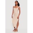 thumbnail image 2 of Women's Lace Trim Ribbed Knit Midi Dress with Side Slit, 2 of 3