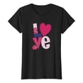 thumbnail image 4 of Women's T Shirts New Summer Valentines Day Simple Love Printed Round Neck Short Sleeve Casual Tops Black, 4 of 4