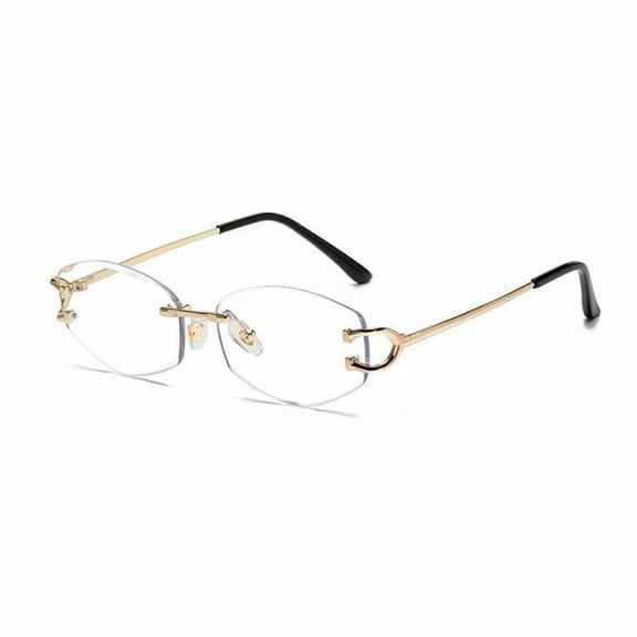 Narrow Rimless Gold Wire Frame Oval Unisex Trendy Retro Vintage 90's Frameless Round Clear Lens Hip Hop Eye Glasses For Men Women.