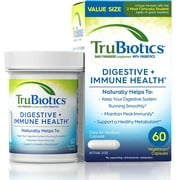 TruBiotics Probiotics for Digestive & Immune Health, Supports Regularity & Helps Relieve Abdominal Discomfort, Gas & Bloating, 2 Clinically Studied Probiotic Strains, Plus Prebiotics, 60 Capsules