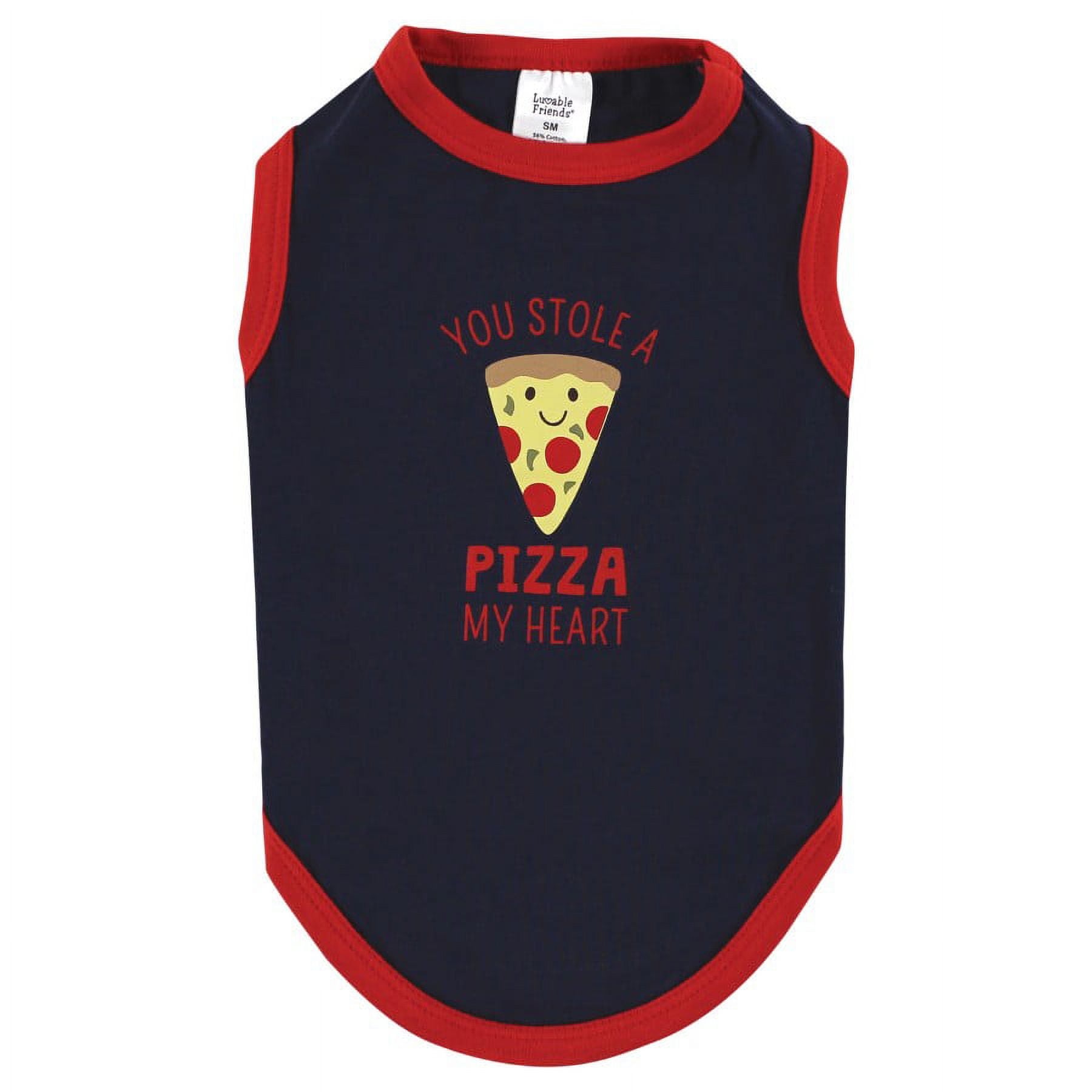 Luvable Friends Dog Pet Dog and Cats Cotton T-Shirts 2pk, Pizza Bananas, Large