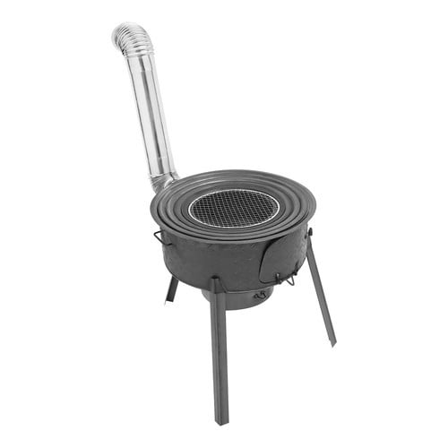 DENEST Outdoor Wood-Fueled BBQ Grill with 4-Ring Heavy-Duty Carbon Steel Firepit - Large 20.5-Inch Portable