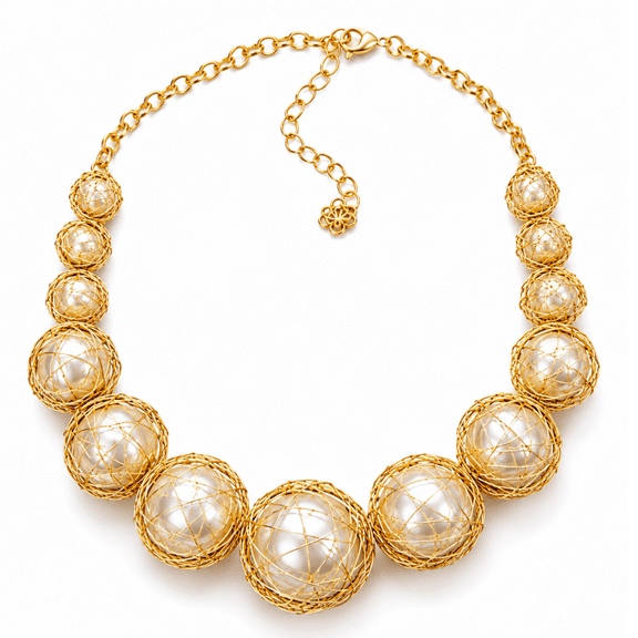 Pearl Statement necklace encased in 18K Gold Jewelry wire.