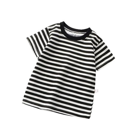 DeHolifer Toddler Boys Girls T-Shirts Kids Striped Shirt Cotton Crewneck Short Sleeve Tee Tops Blouse for 1 Years