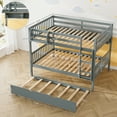thumbnail image 4 of Ouyessir Wood Full over Full Bunk Bed with Trundle and Built-in Shelves, Convertible to 2 Full Size Platform Bed, Kids Bunk Bed with Ladder and Safety Rails, 4 of 9