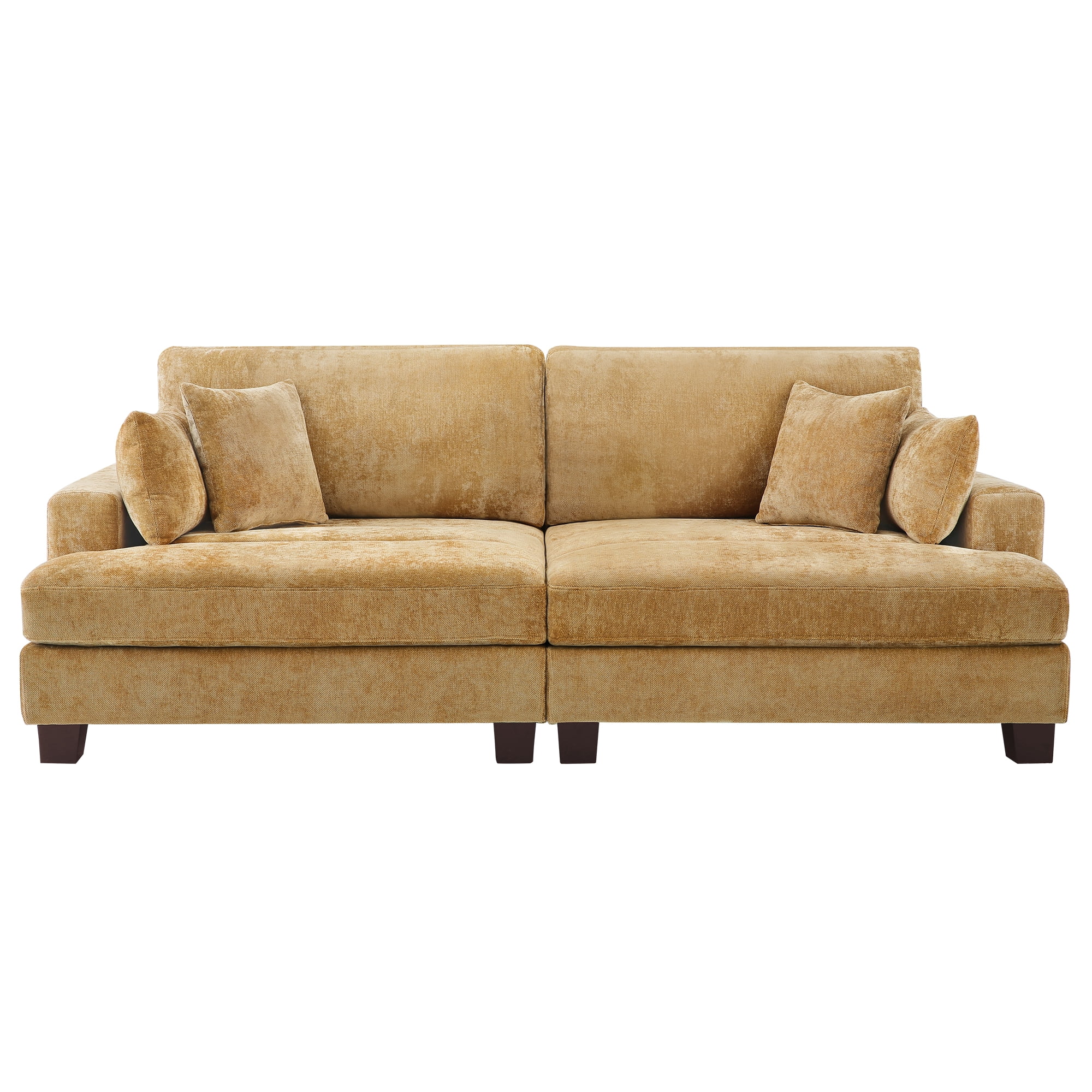 Dycanpo 3 Seater Corduroy Sectional Sofa with Pillow, 88" Upholstered Yellow Couch, Loveseat Sofa for Living Room, Yellow