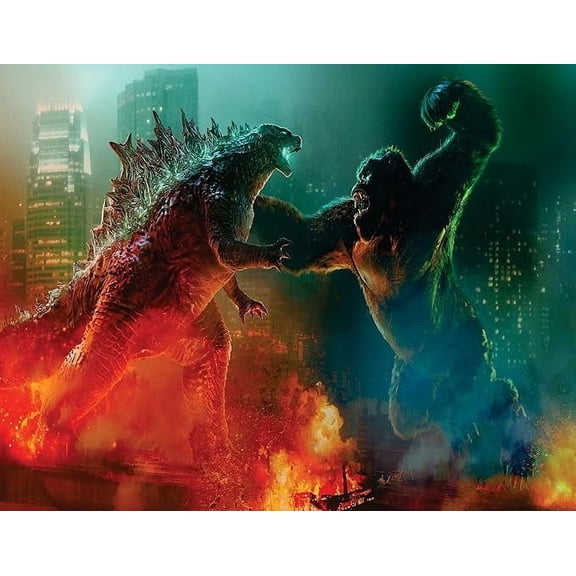 Godzilla Vs Kong Birthday Edible Image Cake Topper For Half Sheet Cake By TNCT