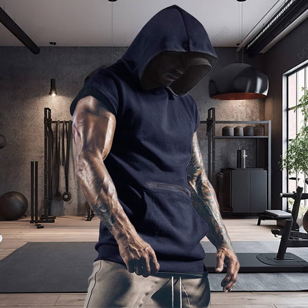 WILLBEST Sudaderas De Hombre Camisetas Deportivas para Hombre Moda De Verano Deportes De Ocio Color Sólido con Capucha Chaleco sin Mangas Top Chica