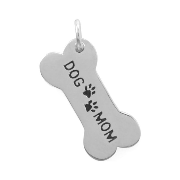 Dog Mom Bone Paws Head Charm Sterling Silver