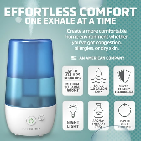 PureGuardian - 1 Gal. Ultrasonic Humidifier - Blue/White