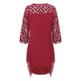 thumbnail image 4 of Lilgiuy Women Lady Patchwork Mesh Crewneck Three Quarter Sleeve Plus Size Dress Red Fall Dresses for 2022 Spring Winter, 4 of 5