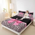 thumbnail image 3 of Erosebridal Pink Glitter Leopard Print Queen Sheet Sets,Initial Letter J Alphabet Bed Set For Kids Girls 4-Piece, 3 of 6