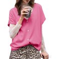 thumbnail image 3 of Short Sleeved Oversized Women Solid V-neck Casual Loose Knit Sweater Lightweight Button Tops, 3 of 6