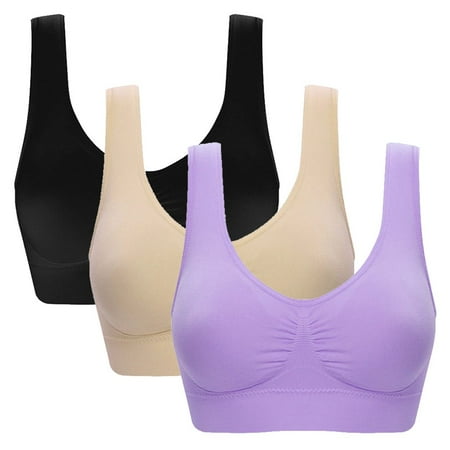 

Valcatch Women s Magic Sports Bras Full Coverage Leisure Sports Breathable and Sweat Absorption Brassiere 3Pack