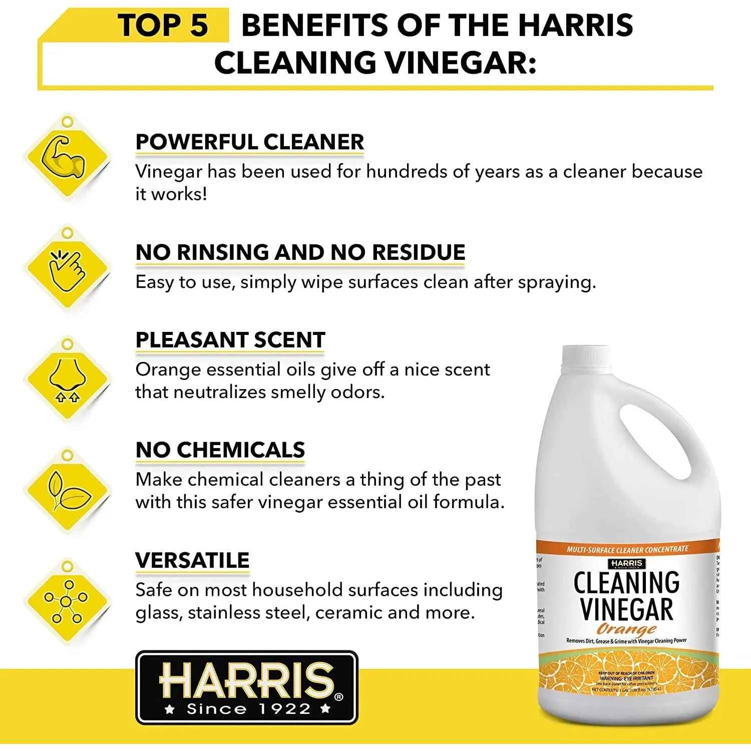Harris Cleaning Vinegar Mandarin Orange Scent All Purpose Cleaner 1 Gallon