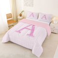 thumbnail image 2 of Manfei Pink Bling Letter A Print Full Size Comforter Sets,Minimalist Geometric Lines Bedding Comforter Set,Pink Reversible,3 Pieces,1 Comforter and 2 Pillowcases, 2 of 7