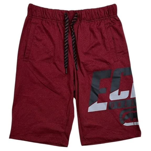 Ecko Unltd Men's Red Heather Marled Puff Print Activewear Shorts (Small, Red Marled)